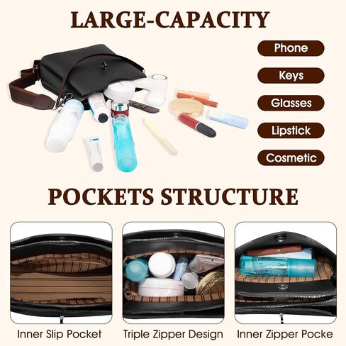 Leather crossbody bags for women: small purses with multi large pocket - shoulder bags for daily life travel shopping in Saudi Arabia