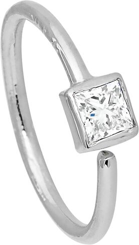 20G 14K Gold Princess Cut Solitaire Diamond Nose Hoop Ring 0.02-0.12 carat Bezel Set Diamond 8mm Twist-open Nostril Ring Cartilage Hoop Tragus Ring Unisex in Kuwait