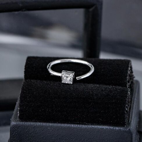 20G 14K Gold Princess Cut Solitaire Diamond Nose Hoop Ring 0.02-0.12 carat Bezel Set Diamond 8mm Twist-open Nostril Ring Cartilage Hoop Tragus Ring Unisex in Kuwait