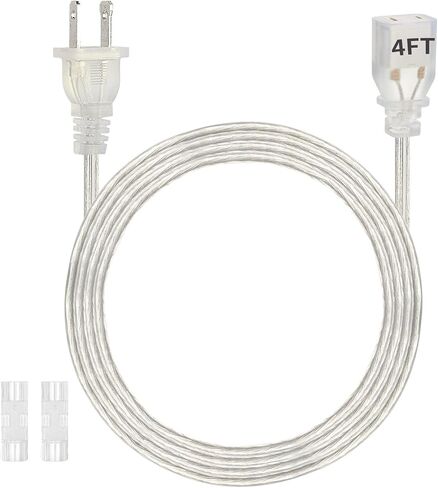 Clear Extension Cord, UL-Certified 2 Prong Extension Cord, 15 Ft Extension Cord, Male to Female Indoor Extension Cord 2 x 16 AWG 250V 10A, Thin Extension Cord for Lighting, Appliance in Saudi Arabia