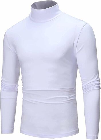 Men's Casual Lightweight Top Turtleneck T-Shirt Long Sleeve Underwear Winter Basic Pullover Slim Soft Comfy Stretch Shirts in Saudi Arabia