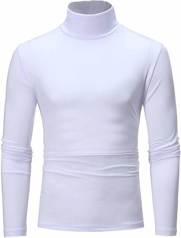 Men's Casual Lightweight Top Turtleneck T-Shirt Long Sleeve Underwear Winter Basic Pullover Slim Soft Comfy Stretch Shirts in Saudi Arabia