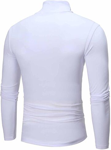 Men's Casual Lightweight Top Turtleneck T-Shirt Long Sleeve Underwear Winter Basic Pullover Slim Soft Comfy Stretch Shirts in Saudi Arabia