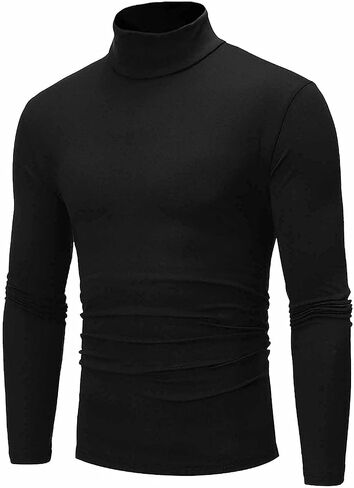 Men's Casual Lightweight Top Turtleneck T-Shirt Long Sleeve Underwear Winter Basic Pullover Slim Soft Comfy Stretch Shirts in Saudi Arabia