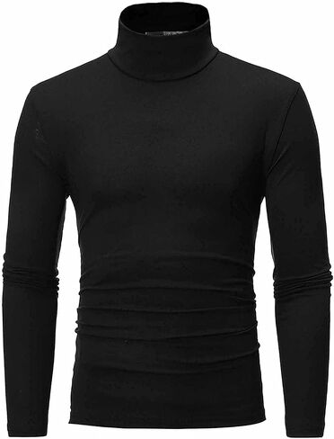 Men's Casual Lightweight Top Turtleneck T-Shirt Long Sleeve Underwear Winter Basic Pullover Slim Soft Comfy Stretch Shirts in Saudi Arabia