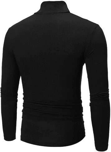 Men's Casual Lightweight Top Turtleneck T-Shirt Long Sleeve Underwear Winter Basic Pullover Slim Soft Comfy Stretch Shirts in Saudi Arabia