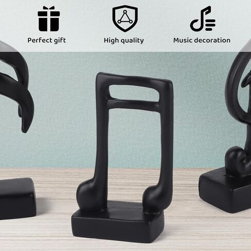 3 Pcs Modern Music Note Statues,Party Event Table Music Note Decor Place,Handmade Musical Decoration for Tv Stand Book Shelf Bathroom Music Room Decor (Black) in Kuwait