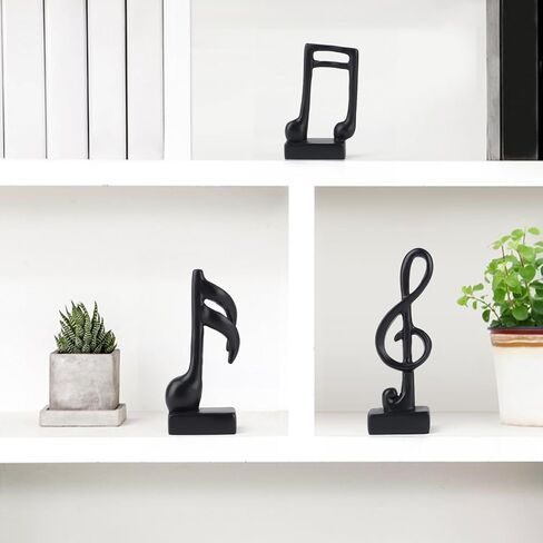 3 Pcs Modern Music Note Statues,Party Event Table Music Note Decor Place,Handmade Musical Decoration for Tv Stand Book Shelf Bathroom Music Room Decor (Black) in Kuwait
