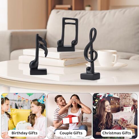3 Pcs Modern Music Note Statues,Party Event Table Music Note Decor Place,Handmade Musical Decoration for Tv Stand Book Shelf Bathroom Music Room Decor (Black) in Kuwait