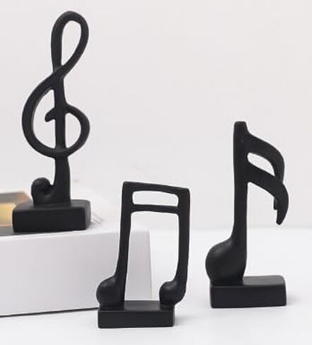3 Pcs Modern Music Note Statues,Party Event Table Music Note Decor Place,Handmade Musical Decoration for Tv Stand Book Shelf Bathroom Music Room Decor (Black) in Kuwait