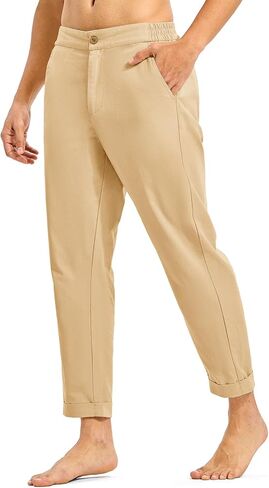 Rdruko Men's Linen Pants Lightweight Casual Cotton Pants Elastic Waist Beach Summer Pants with Pockets in Saudi Arabia