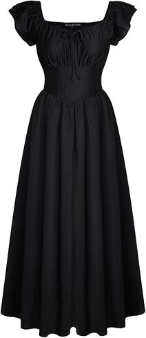 Scarlet Darkness Corset Dress Renaissance Costume Ruffled Sleeve Flowy Long Sundress in Saudi Arabia