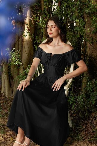 Scarlet Darkness Corset Dress Renaissance Costume Ruffled Sleeve Flowy Long Sundress in Saudi Arabia