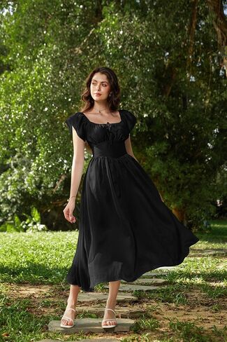 Scarlet Darkness Corset Dress Renaissance Costume Ruffled Sleeve Flowy Long Sundress in Saudi Arabia