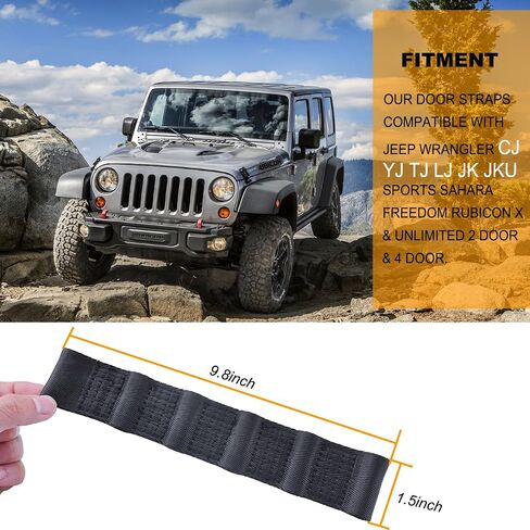 Heavy Duty Jeep Wrangler Door Check Straps - Adjustable, Blue, 2Pcs in Kuwait