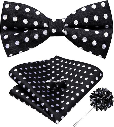 Hi-Tie Bow Ties for Men Pre-Tied Adjustable Silk Bowties Lapel Pin Pocket Square Set for Wedding Party in Saudi Arabia