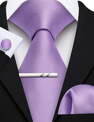 YOHOWA Zipper Ties for Men Solid Pre-Tied Tie with Tie Clip Extra Long Adjustable Necktie Pocket Square Cufflinks Set in Kuwait