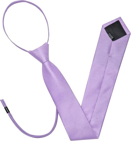 YOHOWA Zipper Ties for Men Solid Pre-Tied Tie with Tie Clip Extra Long Adjustable Necktie Pocket Square Cufflinks Set in Kuwait