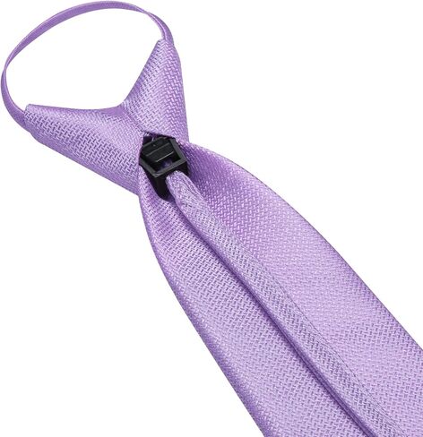 YOHOWA Zipper Ties for Men Solid Pre-Tied Tie with Tie Clip Extra Long Adjustable Necktie Pocket Square Cufflinks Set in Kuwait