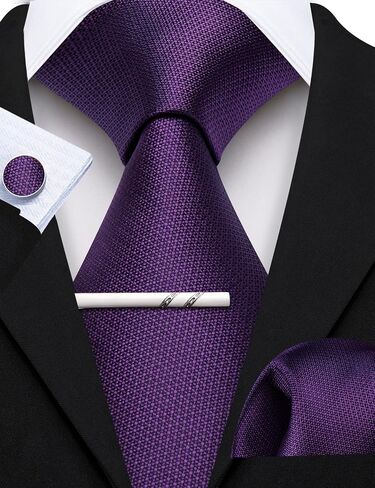 YOHOWA Zipper Ties for Men Solid Pre-Tied Tie with Tie Clip Extra Long Adjustable Necktie Pocket Square Cufflinks Set in Saudi Arabia