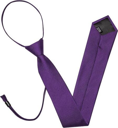 YOHOWA Zipper Ties for Men Solid Pre-Tied Tie with Tie Clip Extra Long Adjustable Necktie Pocket Square Cufflinks Set in Saudi Arabia