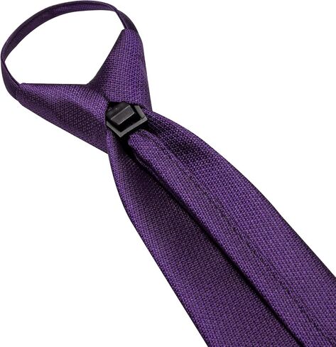 YOHOWA Zipper Ties for Men Solid Pre-Tied Tie with Tie Clip Extra Long Adjustable Necktie Pocket Square Cufflinks Set in Saudi Arabia