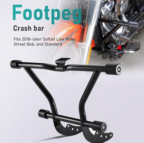 Mokitdora Engine Guard Way Highway Peg اثنين من خطوتين من طابقين في Harley Softail 2018-2024 FAT BOY FLFB/S Street Bob Low Rider Sport Glide Flsb Slim Breakout ، Black in Kuwait