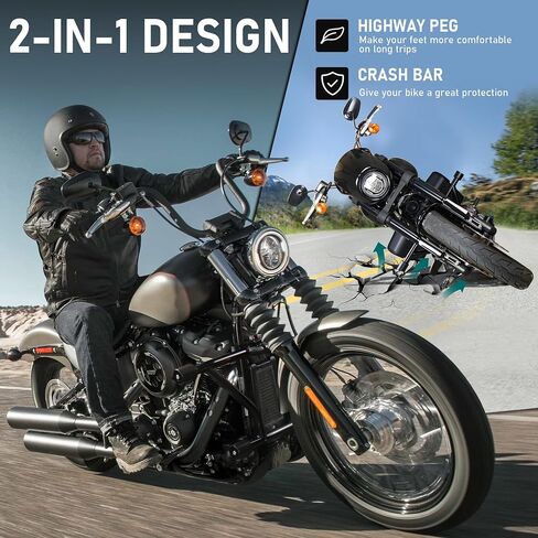 Mokitdora Engine Guard Way Highway Peg اثنين من خطوتين من طابقين في Harley Softail 2018-2024 FAT BOY FLFB/S Street Bob Low Rider Sport Glide Flsb Slim Breakout ، Black in Kuwait