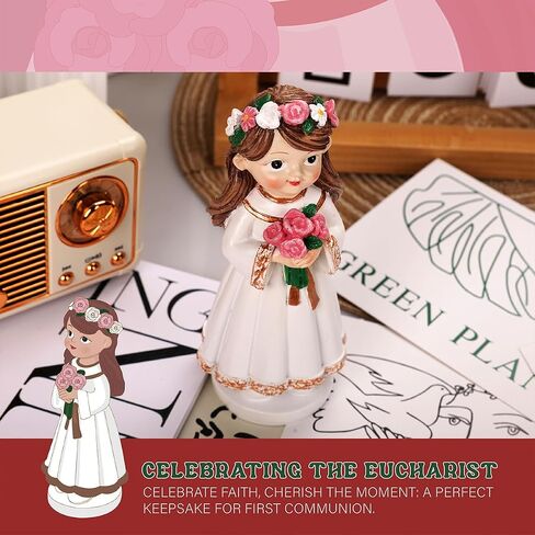 First Communion Boy Figurine - 5.3 Inch Resin Statue with Rosary and Cross - Perfect First Communion Gift for Boy in Saudi Arabia