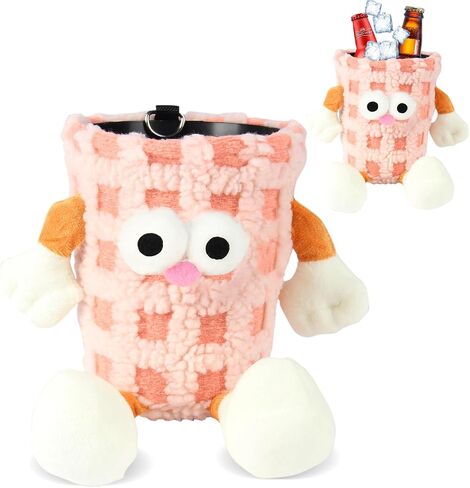 Car Trash Can: Cute Monster Shaped Grid Pattern Trash can, Leak Proof and Easy to Use, Installed car Trash can, Perfect for Cars, SUVs(Pink) in Saudi Arabia