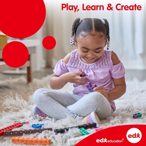 مكعبات ربط من edxeducation، مجموعة من 100 قطعة، مكعبات العد، ألعاب فرز الألوان in Kuwait