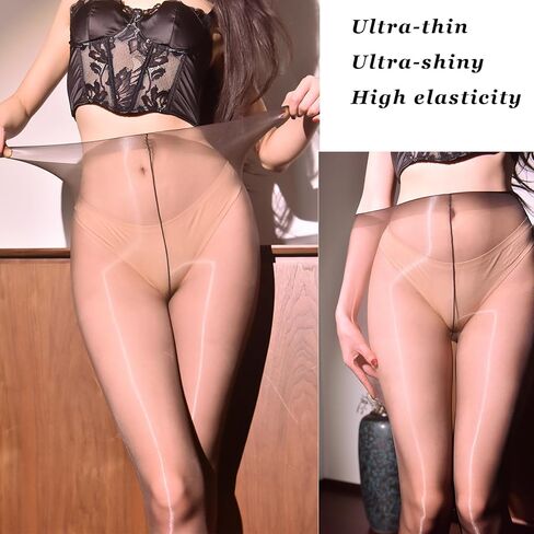 Women's Oil Shiny Pantyhose 3 Denier Ultra-Thin Sheer Tights Silky Control Top Stockings in Saudi Arabia