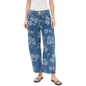Free People Women's Good Luck Printed Barrel Jeans