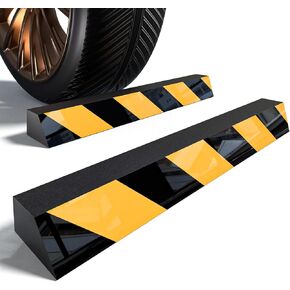 Parking Aid - Heavy Duty EVA Parking Stopper with Reflective Strips, No-Drill Peel & Stick Installation, Universal Fit for Cars, Trucks, SUVs (Includes Nails, 2-Pack)
