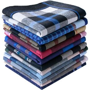 Assorted Men's Handkerchief Plaid 100% Cotton Handkerchiefs Soft Hankies