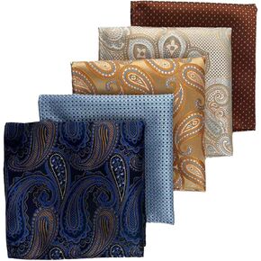 5 Pack Men's Pocket Squares, Soft Hankies Premium Mens Pocket Square Handkerchiefs Set style 2