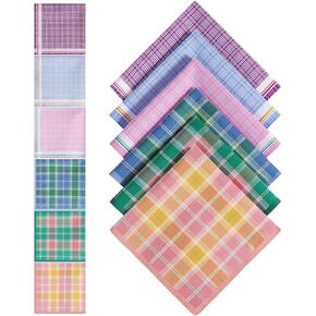 Women Handkerchiefs for Ladies Cotton Handkerchiefs for Women Colorful Plaid Hankies for Ladies Vintage Hankies 17"×17"