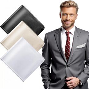 3PCS Handkerchiefs for Men Pocket Solid Pocket Squares Satin Pocket Square 10x10 Inch Men's Pocket Square Solid Color Neckties Handkerchief Suit Pocket Squares for Men