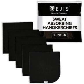 Ejis Sweat Absorbing Handkerchiefs (5 Pack) - 12x12 Large Microfiber, Odor-Resistant Quick-Dry for Face & Hands - For Men & Women - White