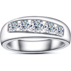 Moissanite Rings Wedding Bands for Women Men Unisex Couple D Color VVS1 Clarity 925 Sterling Silver Eternity Anniversary Band Engagement Promise Ring with Certificate