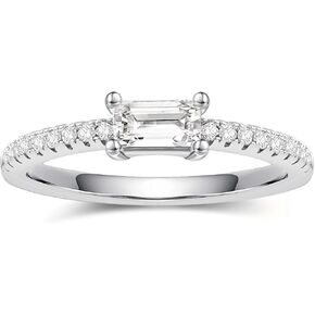 حلقات Riney & Ky Moissanite للنساء VVS Sterling Silver Flats قابلة للتكديس نطاقات زفاف غير تشريعية من الذهب الأبيض المطلي بالمختبر المعتمد المختبر الماس الحجم 5-10us