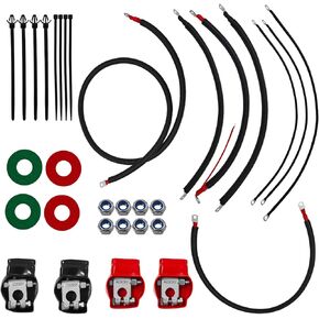 790 Battery Cable Wire Kit for Dodge RAM Truck Gen 3 2003-2007 5.9L 24 valve Cummins Diesel Engine 2/0 Wire with 90 Degree Bend Atstarter straight starter lug