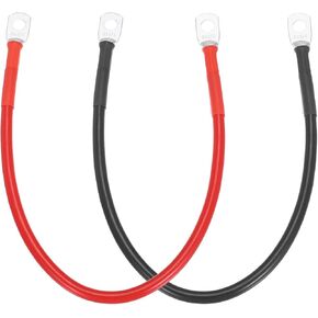 MECCANIXITY 2PCS 8 AWG Battery Cable, 1ft Pure Copper Battery Inverter Cables with 1/4" Ring Terminals for Marine Solar Boat Car RV, Red Black