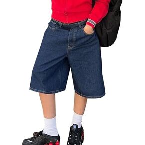NUFIWI Women Y2k Boyfriend Denim Shorts Low Waist Wide Leg Bermuda Shorts Straight Leg Summer Jean Shorts Streetwear