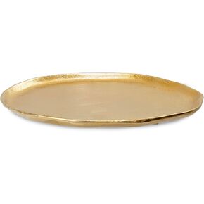 Red Co. 12" Dia Decorative Uneven Round Textured Metal Centerpiece Plate Tray, Gold