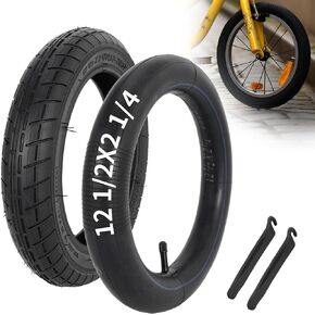 إطار دراجة وأنبوب داخلي مقاس 12 1/2 × 2 1/4، مجموعة إطارات BMX مقاس 12.5x2.25 (57-203) متوافقة مع عربة أطفال Jetson Kids Bike Razor Caster Trike Bob والعديد من إطارات وأنابيب الدراجات الأخرى مقاس 12 بوصة (مجموعة واحدة)