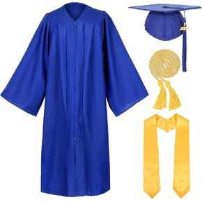Unisex Matte Graduation Cap and Gown with Stole Honor Cords Set for High School College Bachelor