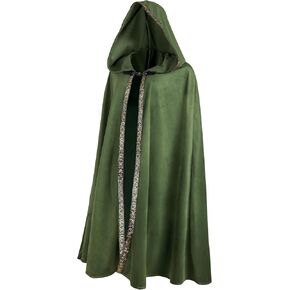 UQJE Medieval Cloak with Hood Halloween Renaissance Hooded Cape for Adult