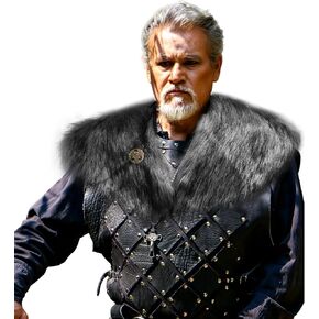 Men's Viking Fur Shoulder Wrap - Faux Fur Cape Collar for Medieval LARP, Cosplay & Renaissance Costume