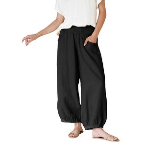 Xiaoxuemeng Womens Wide Leg Bants Cotton Barrel Barrel Pants Phected Pernge Prouts مع جيوب